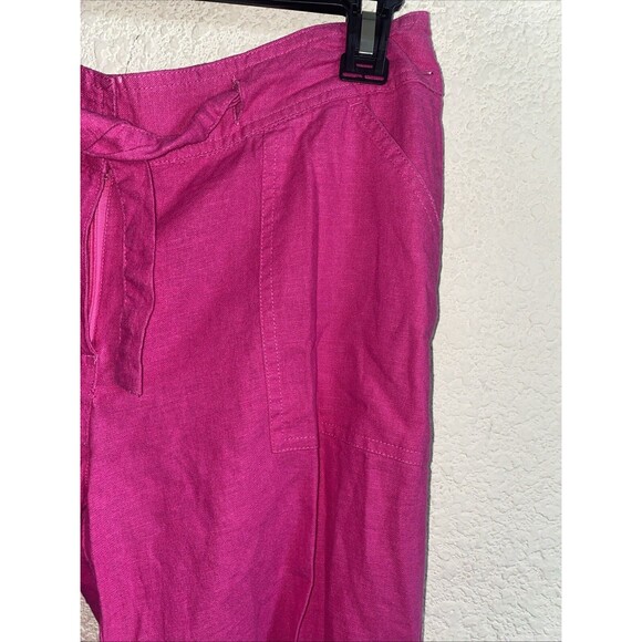 George Linen Pink Wide Leg Trouser Tie Pants 12 Lagen Cottage Barbie Romantic - Picture 3 of 10